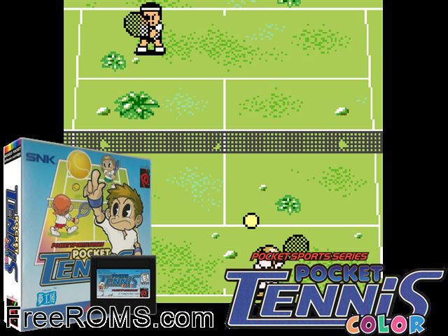 Pocket Tennis Color NeoGeo Pocket game showing 3D box cover and gameplay screenshot